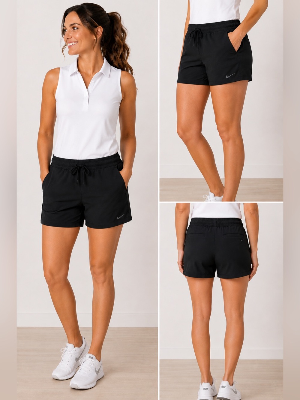 Nike Dri-FIT Women's Athletic Golf Shorts Black Size Small Stretch Performance